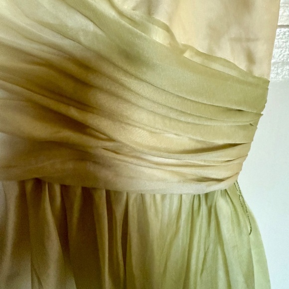 Kay Unger Yellow Green Silk Midi Dress Size 6 Fairycore - Picture 3 of 12